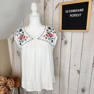 Knox Rose White Blouse with Floral Embroidery